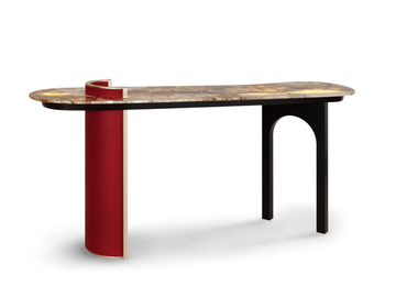 CHIADO - Oval granite and wooden console table by Greenapple - view 2