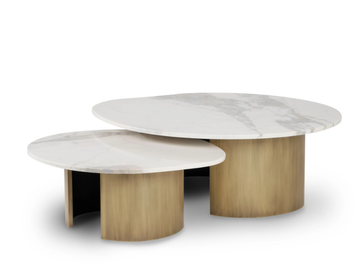 LANDSCAPE - Brass and Calacatta marble coffee table by Greenapple - view 2