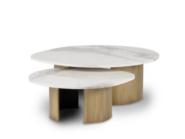 LANDSCAPE - Brass and Calacatta marble coffee table by Greenapple - view 3