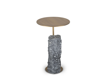 PICO - Round brass and Portoro marble side table by Greenapple - view 3