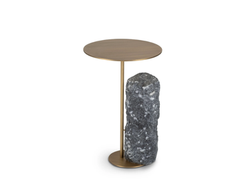 PICO - Round brass and Portoro marble side table by Greenapple - view 2