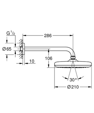 TEMPESTA 210 - Wall-mounted 1-spray overhead shower with arm by Grohe - view 3