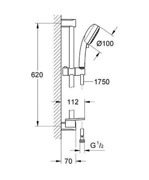 TEMPESTA COSMOPOLITAN 100 - Shower wallbar with hand shower with hose with soap dish by Grohe - view 3