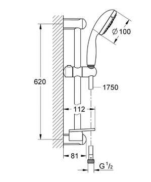 TEMPESTA 100 - Shower wallbar with hand shower with hose with soap dish by Grohe - view 3