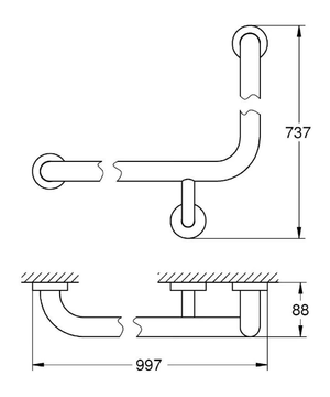 ESSENTIALS - Fixed metal bathtub grab bar by Grohe - view 3