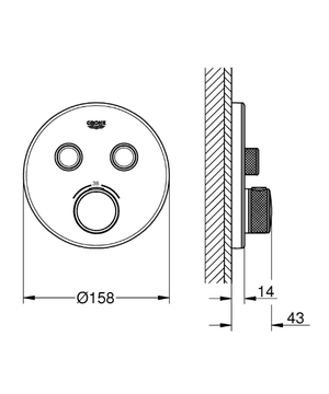 GROHTHERM SMARTCONTROL 29151LS0 - Thermostatic shower mixer with plate by Grohe - view 3