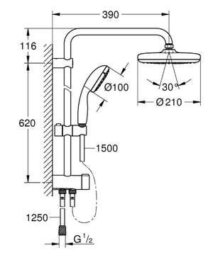 TEMPESTA SYSTEM 210 - Wall-mounted shower panel with hand shower with overhead shower by Grohe - view 3