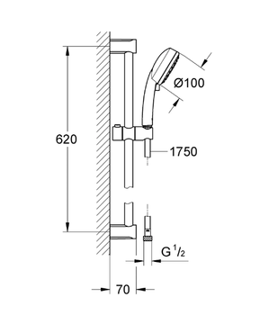 TEMPESTA COSMOPOLITAN 100 - Shower wallbar with hand shower with hose by Grohe - view 3