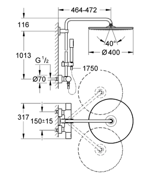 RAINSHOWER SYSTEM 400 - Wall-mounted thermostatic shower panel with diverter by Grohe - view 3