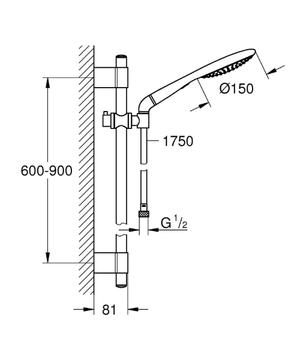 RAINSHOWER® SOLO 150 - Shower wallbar with hand shower by Grohe - view 3