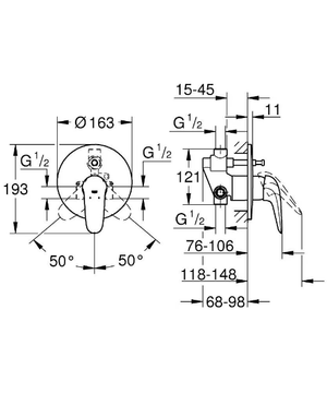 EUROSTYLE NEW - Single handle bathtub/shower mixer with diverter by Grohe - view 3