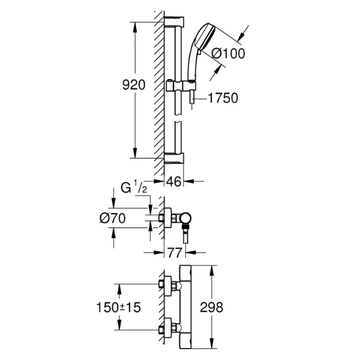 GROHTHERM 800 COSMOPOLITAN - Thermostatic brass shower set by Grohe - view 3