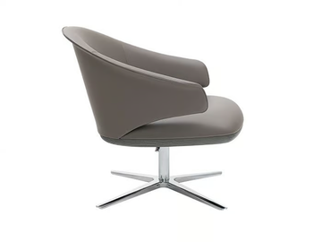 ERIKA - Swivel with 4-spoke base leather easy chair with armrests by HC28 - view 3