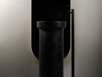 ARC - Freestanding round Nero Marquina marble washbasin by INBANI - view 2