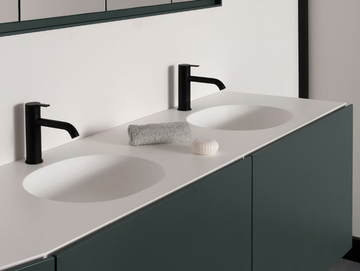 GIRO - Double round Solid Surface washbasin with integrated countertop by INBANI - view 2