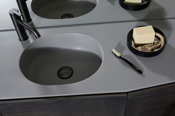 GIRO - Oval single Solid Surface washbasin with integrated countertop by INBANI - view 3