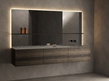 GRATE - Single wall-mounted wooden vanity unit with integrated washbasin by INBANI - view 2