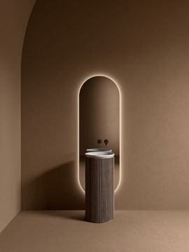 GRATE - Freestanding round marble and wood washbasin by INBANI - view 3
