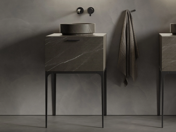 GRATE - Floor-standing single marble vanity unit with drawers by INBANI - view 2