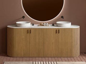 GRATE - Floor-standing double oak vanity unit with drawers by INBANI - view 2