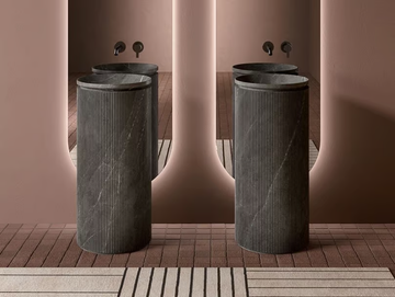 GRATE - Freestanding round Pietra Grey marble washbasin by INBANI - view 2