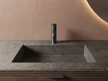 H0 - Rectangular marble washbasin with integrated countertop by INBANI - view 2