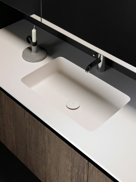 H2 - Rectangular Solid Surface washbasin with integrated countertop by INBANI - view 3