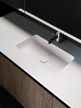 H6 - Rectangular Solid Surface washbasin with integrated countertop by INBANI - view 3