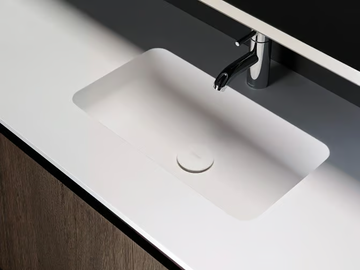 H6 - Rectangular Solid Surface washbasin with integrated countertop by INBANI - view 2