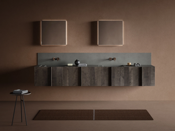 PARAL - Double wall-mounted wooden vanity unit with integrated washbasin by INBANI - view 2