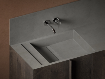 PARAL - Rectangular Cementsolid washbasin with integrated countertop by INBANI - view 2
