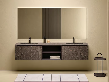 STRATO - Double wall-mounted MDi by INALCO® vanity unit with integrated washbasin by INBANI - view 2