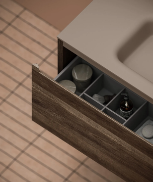 STRATO H - Single wall-mounted wooden vanity unit with cabinets by INBANI - view 3