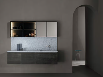 STRATO I - Wooden vanity unit with doors with mirror by INBANI - view 2