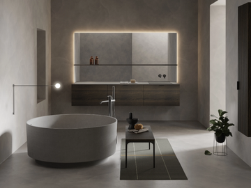 GRATE - Single wall-mounted wooden vanity unit with integrated washbasin by INBANI - view 3