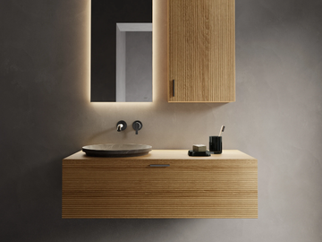 GRATE - Single wall-mounted wooden vanity unit with drawers by INBANI - view 2