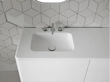 QUADRO 45 - Rectangular Corian® washbasin with integrated countertop by INBANI - view 2
