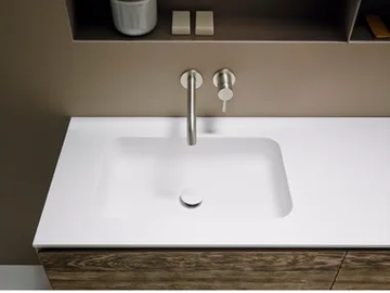 QUADRO 55 - Rectangular Corian® washbasin with integrated countertop by INBANI - view 2