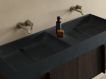 PARAL - Countertop double rectangular Cementsolid washbasin by INBANI - view 2