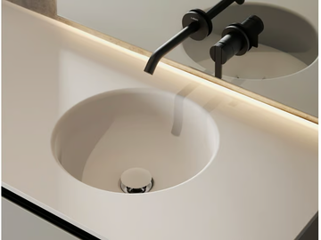 PRIME - Round single Solid Surface washbasin with integrated countertop by INBANI - view 2