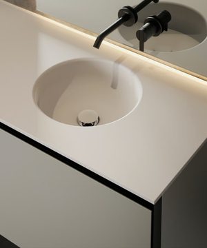 PRIME - Round single Solid Surface washbasin with integrated countertop by INBANI - view 3