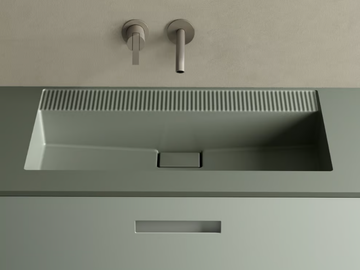 EASE - Rectangular Solid Surface washbasin with integrated countertop by INBANI - view 2