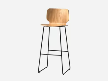 NIM - Sled base wood veneer stool with footrest by INCLASS - view 3