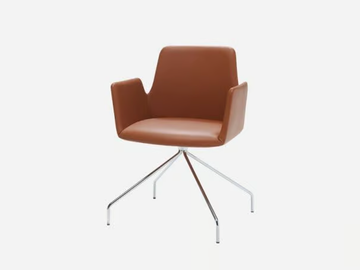 ALTEA - Trestle-based swivel leather chair with armrests by INCLASS - view 2