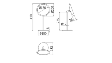 AV058P - Countertop round shaving mirror by INDA® - view 3