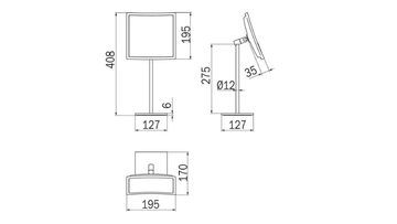AV058Q - Countertop square shaving mirror by INDA® - view 3