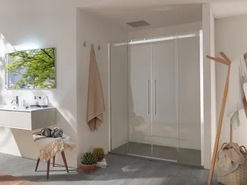 AIR - 4 - Niche glass shower cabin with sliding door by INDA® - view 2
