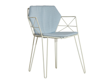 MITJORN - Stackable steel garden chair with armrests by ISIMAR - view 3