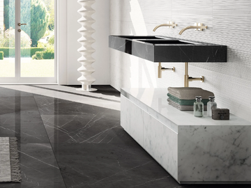 DOUBLE FLAT - Wall-mounted double rectangular porcelain stoneware washbasin by Italgraniti - view 3