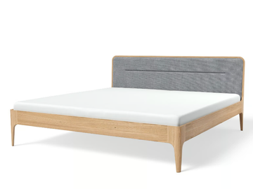 AIRA 200x200 - Wooden double bed with upholstered headboard by JAVORINA - view 2